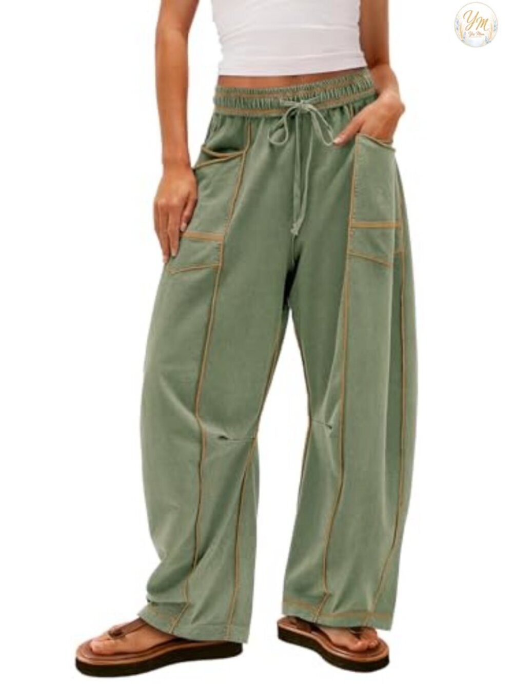 Wide Leg Palazzo Pants Women Casual Drawstring